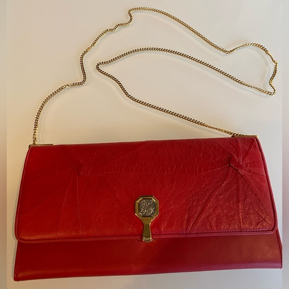 Peruzzi from Florence Italy Red Leather Wallet on Chain WOC - Picture 12 of 16